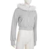 Women’s Hooded Cropped Zip-Up Jacket
