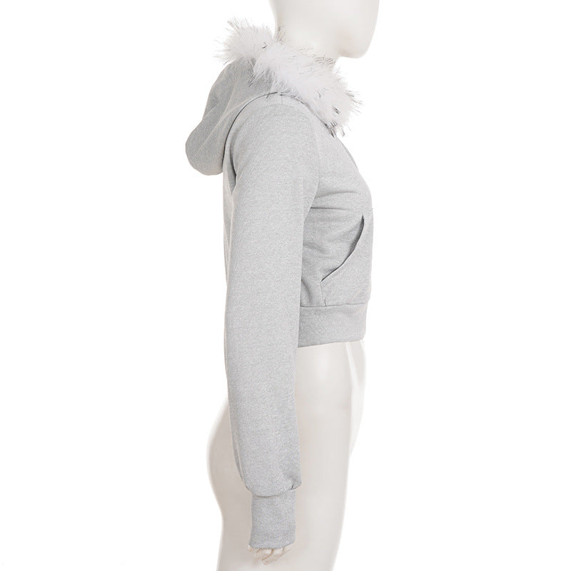Women’s Hooded Cropped Zip-Up Jacket