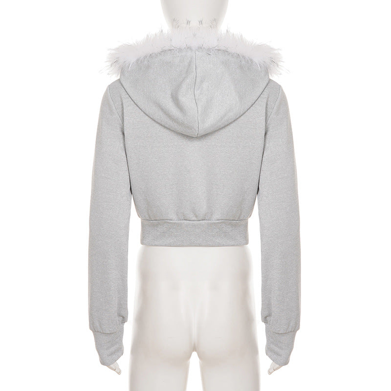 Women’s Hooded Cropped Zip-Up Jacket