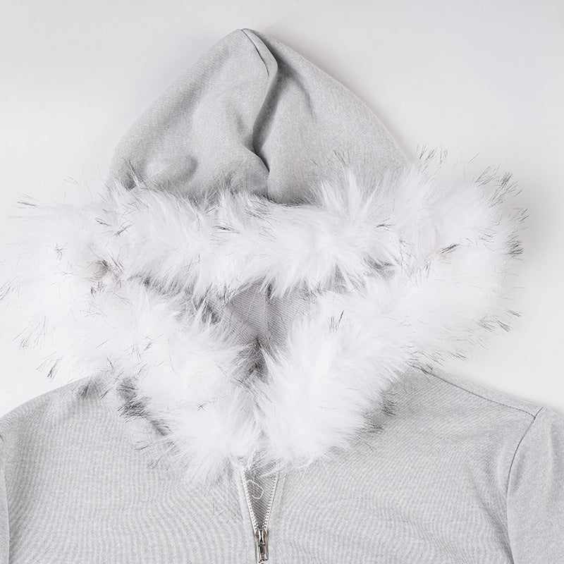 Women’s Hooded Cropped Zip-Up Jacket