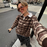 Women’s Plaid Collared Long Sleeve Top