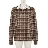 Women’s Plaid Collared Long Sleeve Top