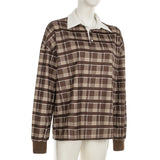 Women’s Plaid Collared Long Sleeve Top