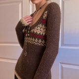 Women’s Patterned Knit Button Front Top