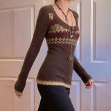 Women’s Patterned Knit Button Front Top