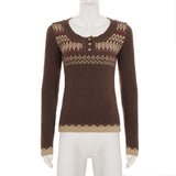 Women’s Patterned Knit Button Front Top