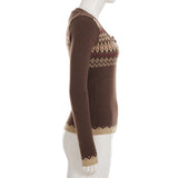 Women’s Patterned Knit Button Front Top