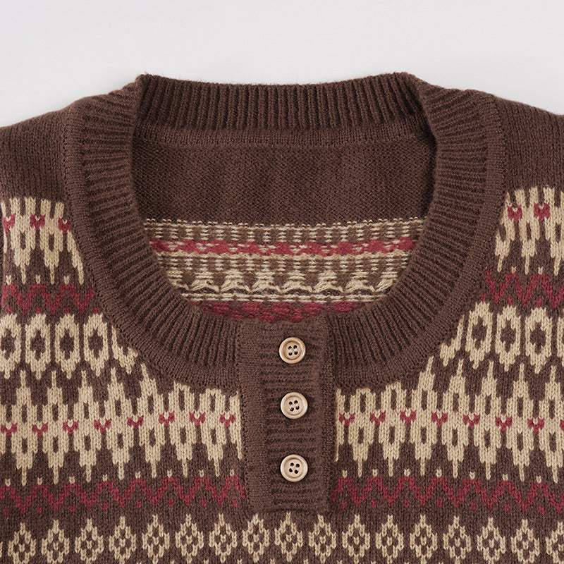 Women’s Patterned Knit Button Front Top