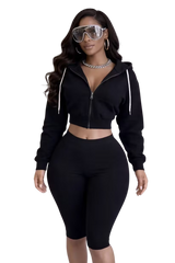 Women’s Cropped Hoodie & Biker Shorts Set