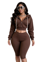 Women’s Cropped Hoodie & Biker Shorts Set