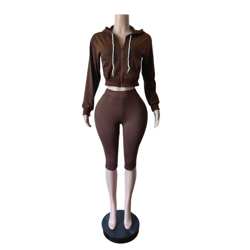 Women’s Cropped Hoodie & Biker Shorts Set
