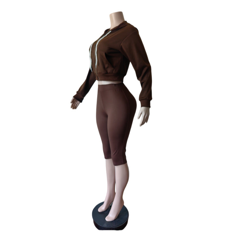 Women’s Cropped Hoodie & Biker Shorts Set