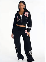 Women’s Graphic Cropped Hoodie Jogger Set