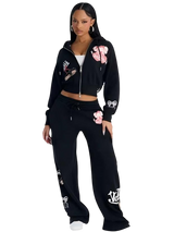 Women’s Graphic Cropped Hoodie Jogger Set