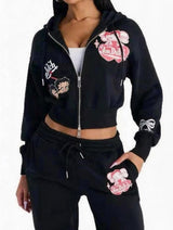 Women’s Graphic Cropped Hoodie Jogger Set