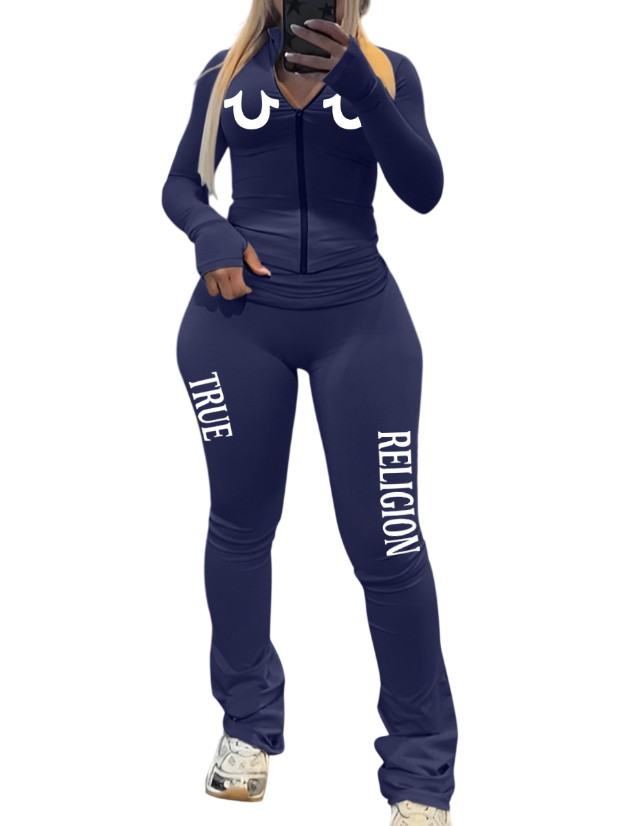Women’s Zip-Up Flare Pants Set