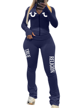 Women’s Zip-Up Flare Pants Set