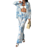 Women’s Printed Shirt & Wide Leg Pants Set