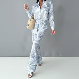 Women’s Printed Shirt & Wide Leg Pants Set