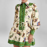 Women’s Floral Collared Long Sleeve Dress