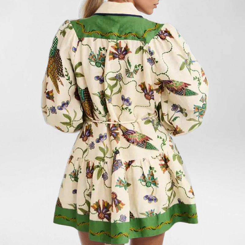 Women’s Floral Collared Long Sleeve Dress