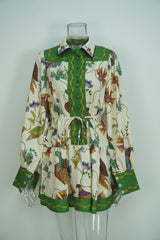 Women’s Floral Collared Long Sleeve Dress