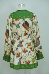 Women’s Floral Collared Long Sleeve Dress