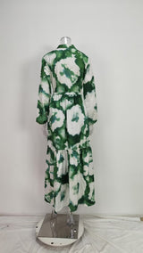 Women’s Floral Tie Waist Tiered Maxi Dress