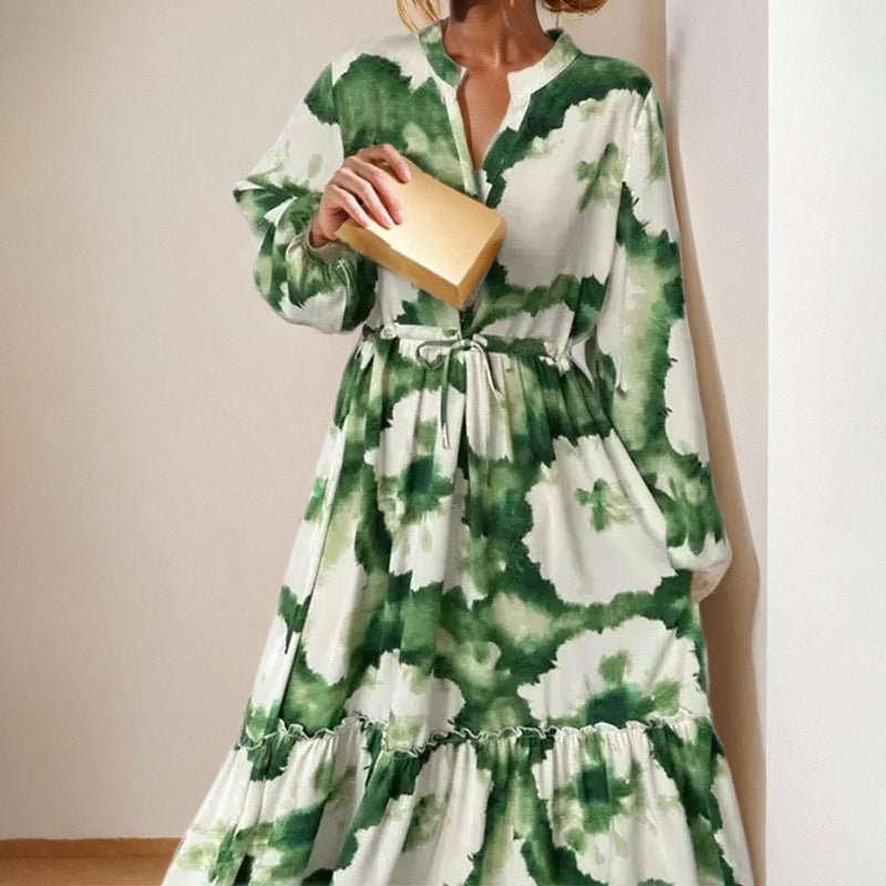 Women’s Floral Tie Waist Tiered Maxi Dress