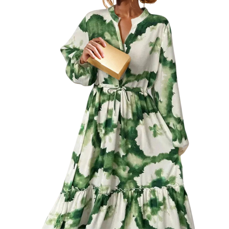 Women’s Floral Tie Waist Tiered Maxi Dress