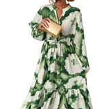 Women’s Floral Tie Waist Tiered Maxi Dress