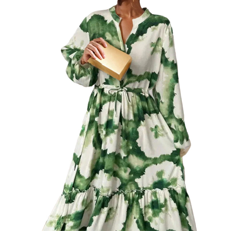 Women’s Floral Tie Waist Tiered Maxi Dress