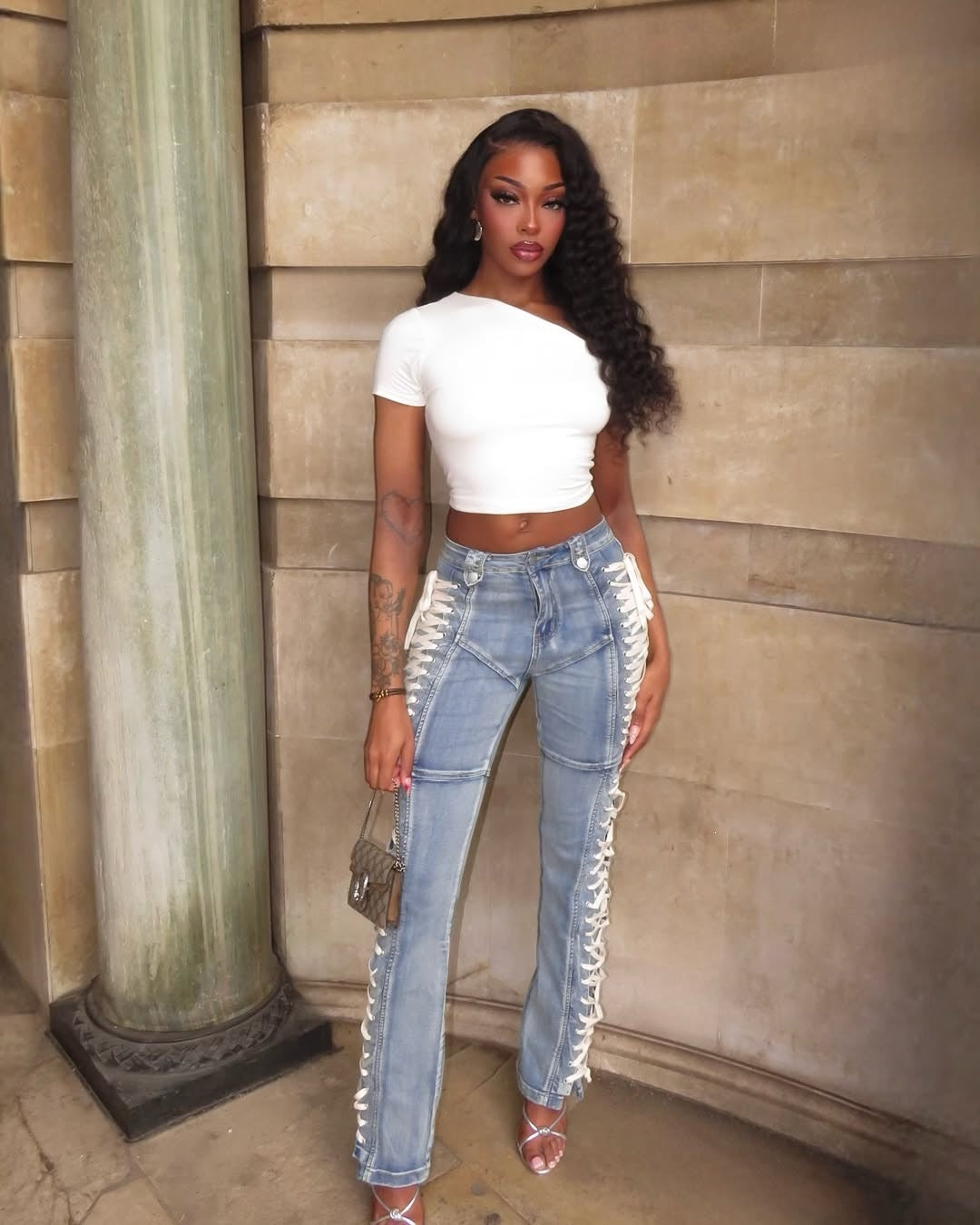 Women’s High Waist Lace-Up Straight Pants