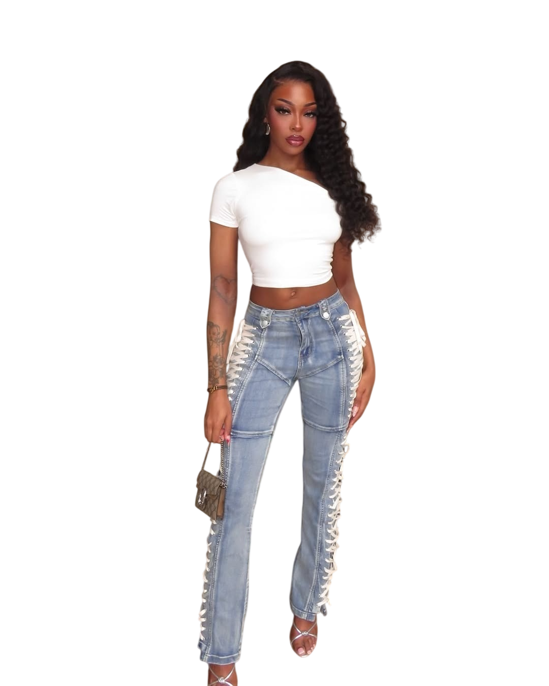 Women’s High Waist Lace-Up Straight Pants