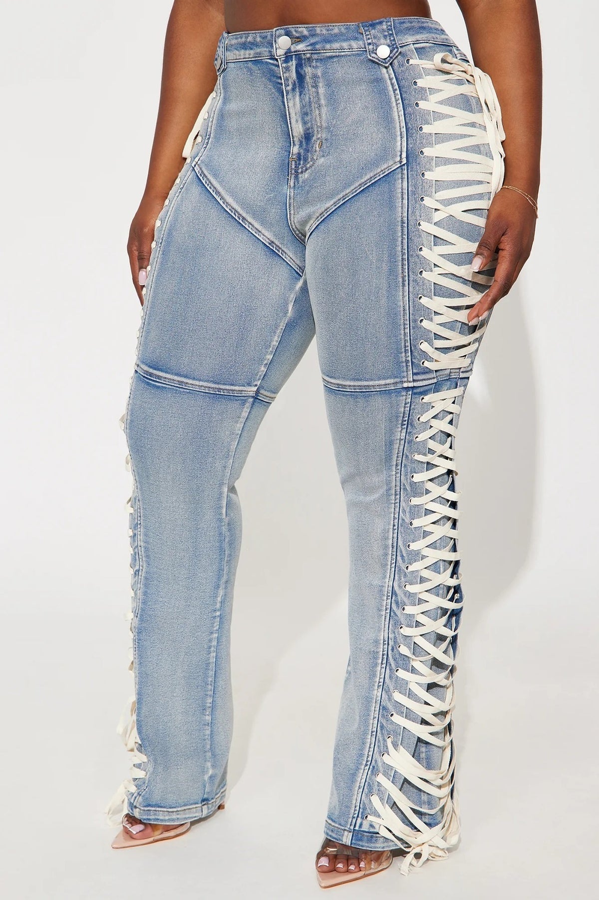 Women’s High Waist Lace-Up Straight Pants