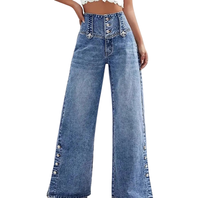 Women’s High Waist Wide Leg Button Pants