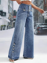 Women’s High Waist Wide Leg Button Pants