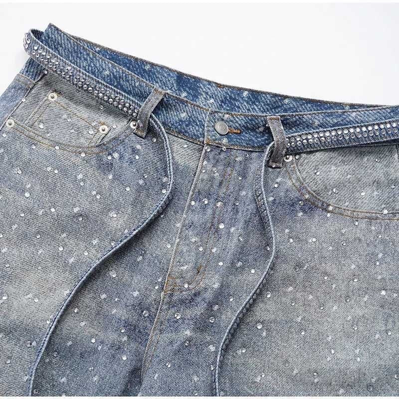 Women’s Rhinestone High Waist Baggy Pants