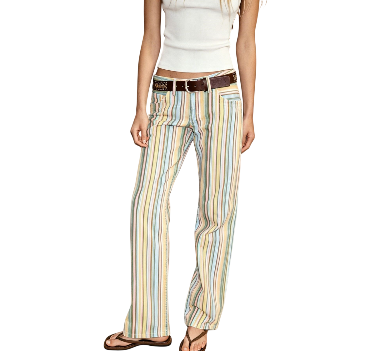 Women’s High Waist Striped Straight Pants