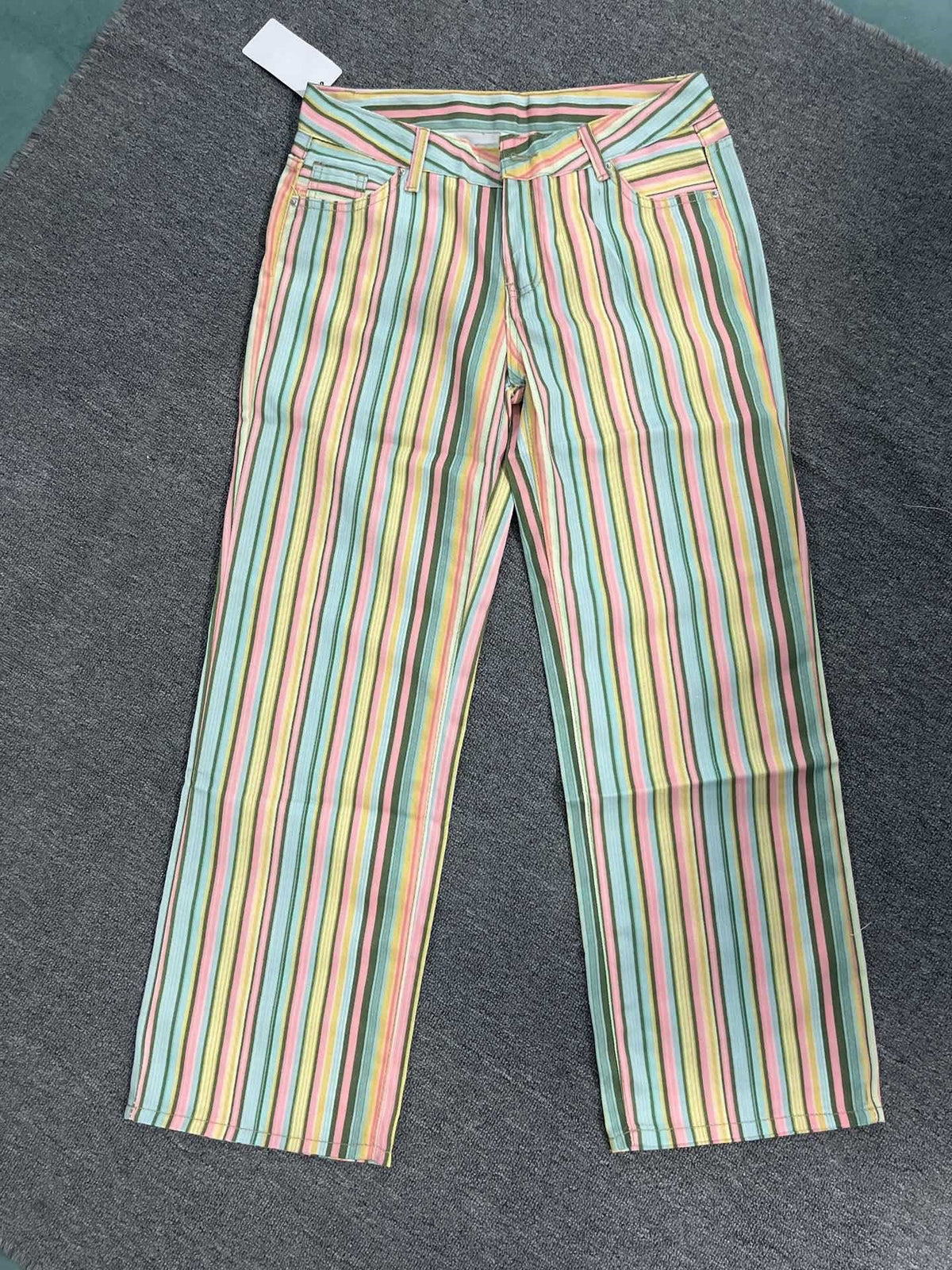 Women’s High Waist Striped Straight Pants