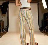 Women’s High Waist Striped Straight Pants