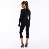 Women’s Cutout Long Sleeve Capri Pants Set