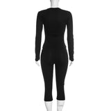 Women’s Cutout Long Sleeve Capri Pants Set