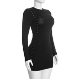 Women’s Ruched Eyelet Long Sleeve Mini Dress
