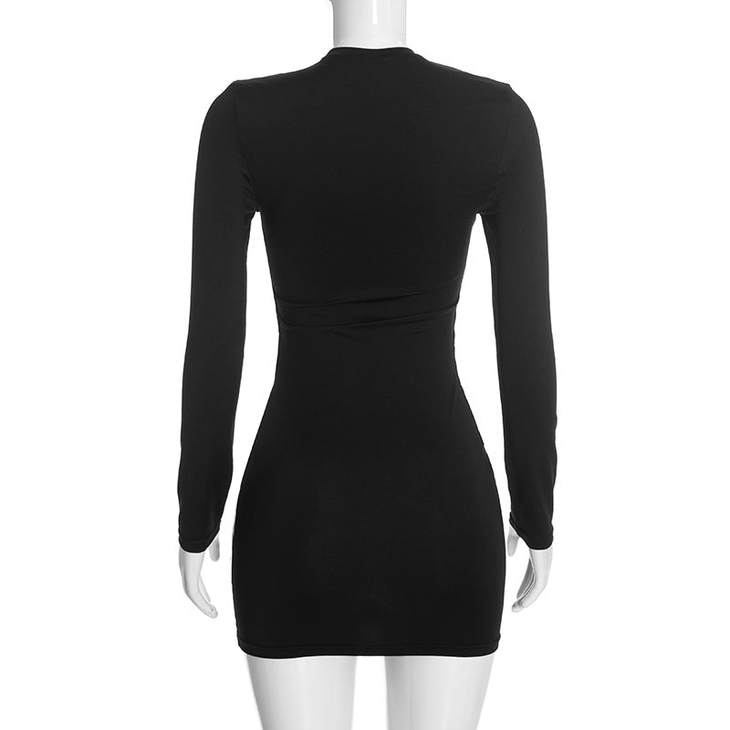 Women’s Ruched Eyelet Long Sleeve Mini Dress
