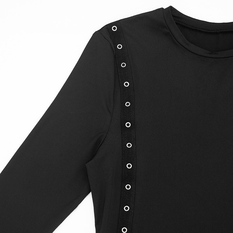 Women’s Ruched Eyelet Long Sleeve Mini Dress