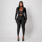 Women’s Fringe Detail Long Sleeve Pants Set