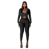 Women’s Fringe Detail Long Sleeve Pants Set