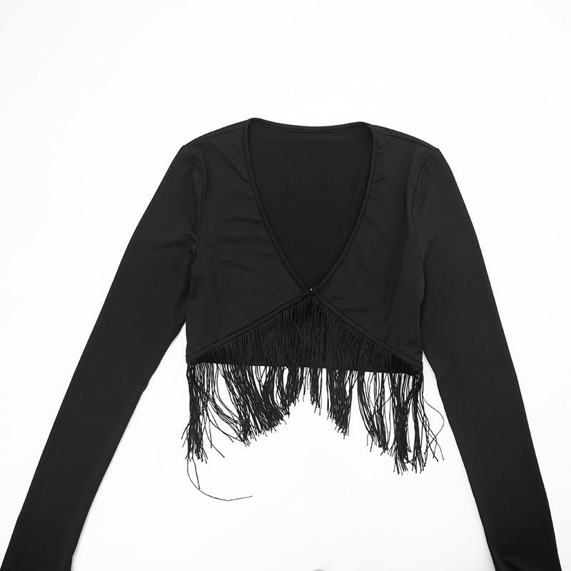 Women’s Fringe Detail Long Sleeve Pants Set