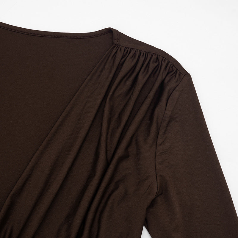 Women’s Draped Ruched Deep V Mini Dress